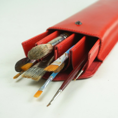 Funda Abanico para pinceles en rojo