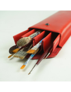 Funda Abanico para pinceles en rojo