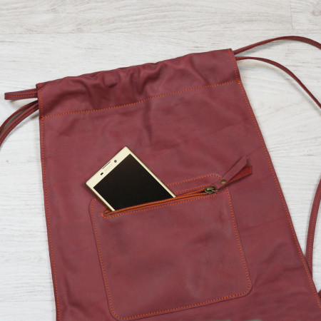 Saco en granate cosido en naranja