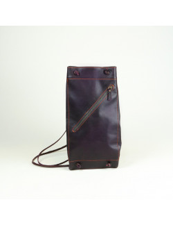 Talego color berenjena cosido en naranja