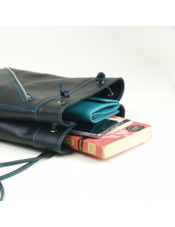 Talego color negro cosido en turquesa