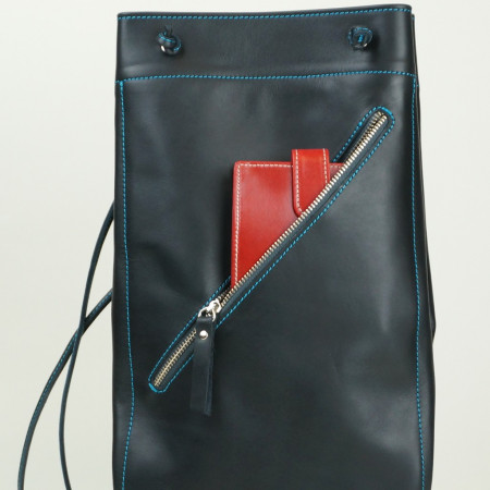 Talego color negro cosido en turquesa