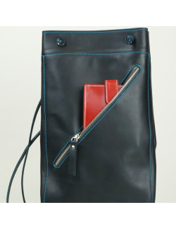 Talego color negro cosido en turquesa