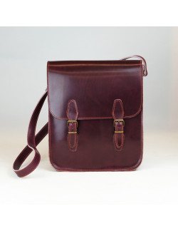 Holanda vertical con 2 hebillas en color burdeos y cosida en naranja