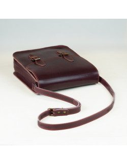 Holanda vertical con 2 hebillas en color burdeos y cosida en naranja