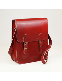 Holanda vertical con 2 hebillas en color cereza y cosida en negro