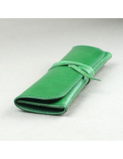 Plumier en piel verde