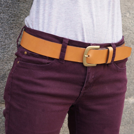 Cinturón miel, hebilla Mod 4 en oro viejo