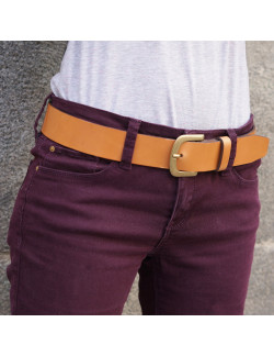 Cinturón miel, hebilla Mod 4 en oro viejo