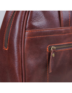 Carlota en color tabaco cosida en naranja