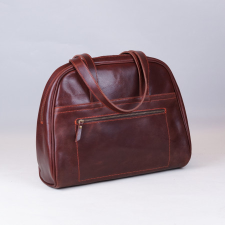 Carlota en color tabaco cosida en naranja