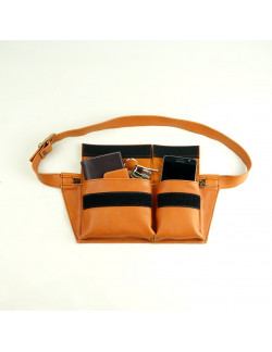 Alforja Ana color calabaza cosida con hilo marrón claro